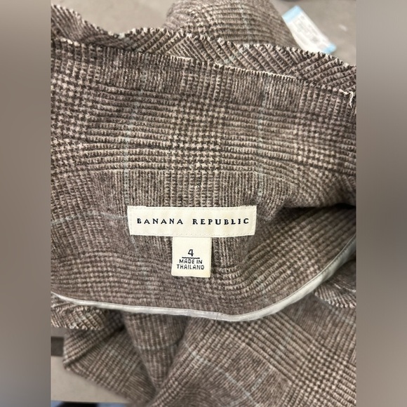 Banana Republic Blazer Wool Blend Women’s 4 Y2K Plaid Brown - Picture 3 of 13